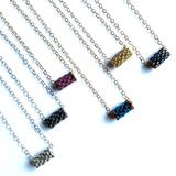 Minimalist Beaded Tube Pendant Necklace