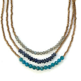 Boho Blues Necklace: Labradorite, Apatite, or Iolite with bronze beads