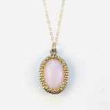 Peruvian Pink Opal Pendant in Two-Tone Setting