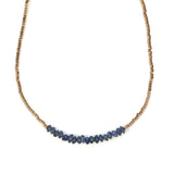 Boho Blues Necklace: Labradorite, Apatite, or Iolite with bronze beads