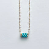 Minimalist Beaded Tube Pendant Necklace