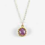 Dainty Round Pink Sapphire Pendant