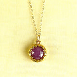 Dainty Round Pink Sapphire Pendant