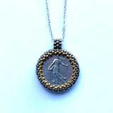Upcycled 1/2 French Franc Coin Pendant