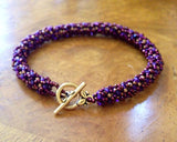 Beaded Rope Bracelet - Red/Purple/Bronze