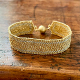 Gold Bracelet w Silver Stripes