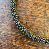 Chunky Matte Bronze & Blue Beaded Rope Necklace