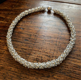 Chunky Matte Silver Beaded Rope Necklace
