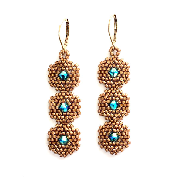 Hexagon 3 Drop Earrings