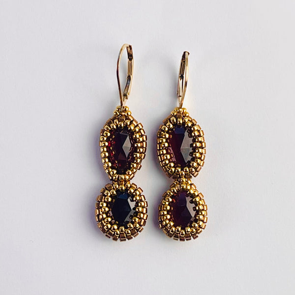 Asymmetric Garnet earrings - one of a kind