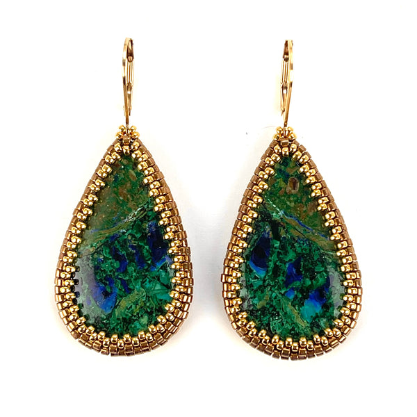 Azurite-Malachite Statement Earrings