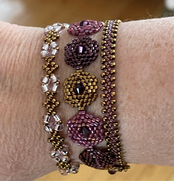 Hexagon Ruby/Blush/Bronze stack of three