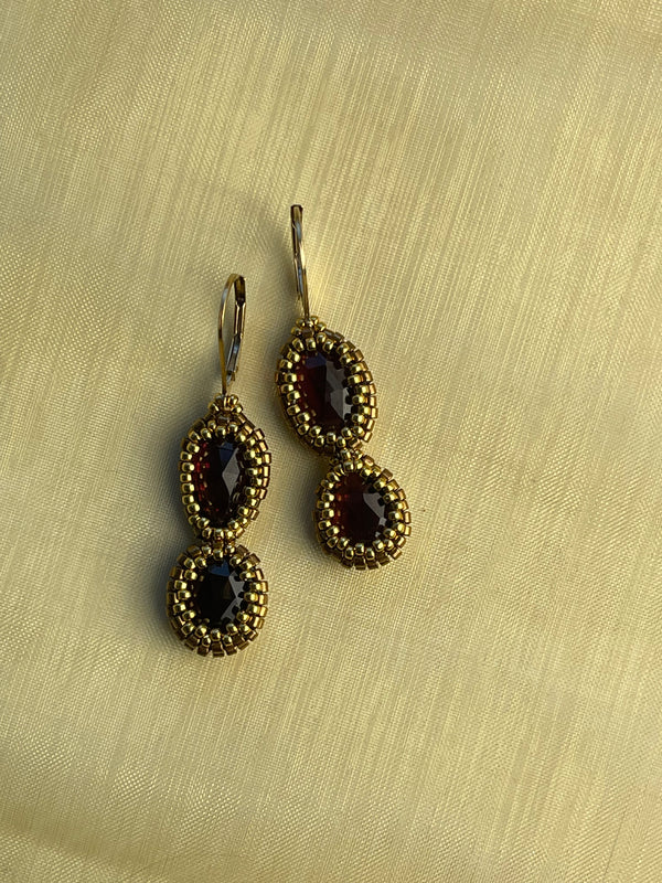 Asymmetric Garnet earrings - one of a kind