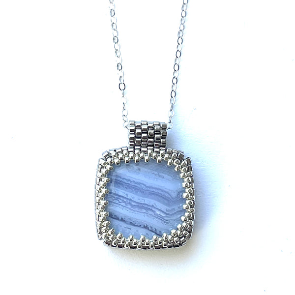 Blue Lace Agate Pendant Necklace