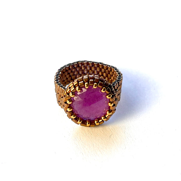 Ruby Sapphire Round Ring