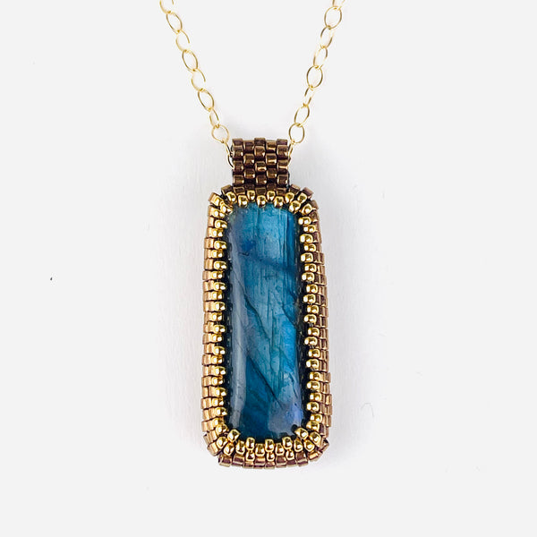 Rectangular Labradorite Pendant Necklace