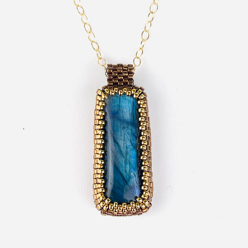 Rectangular Labradorite Pendant Necklace