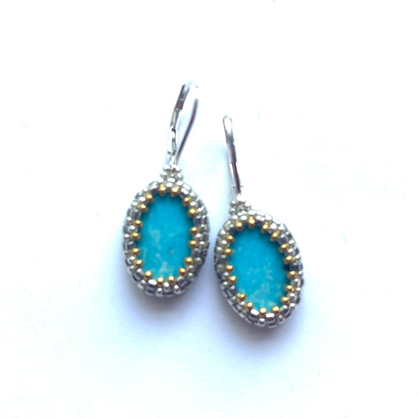Oval Turquoise Earrings - One of a kind
