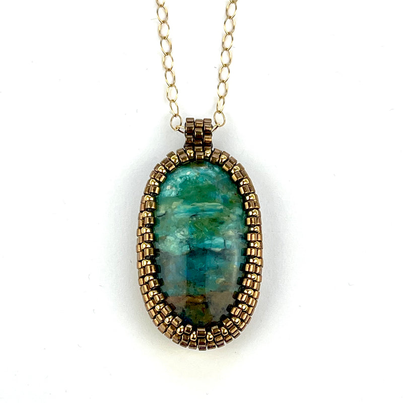 Peruvian Opalina Oval Pendant