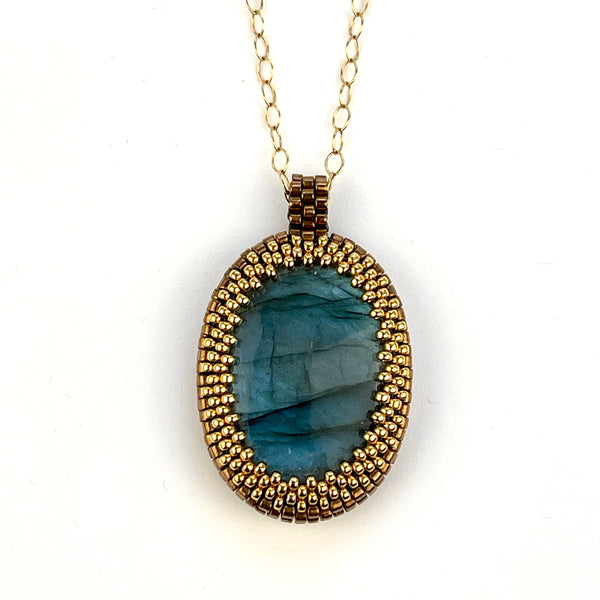 Oval Labradorite Pendant Necklace - OOAK