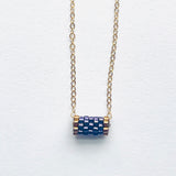Minimalist Beaded Tube Pendant Necklace
