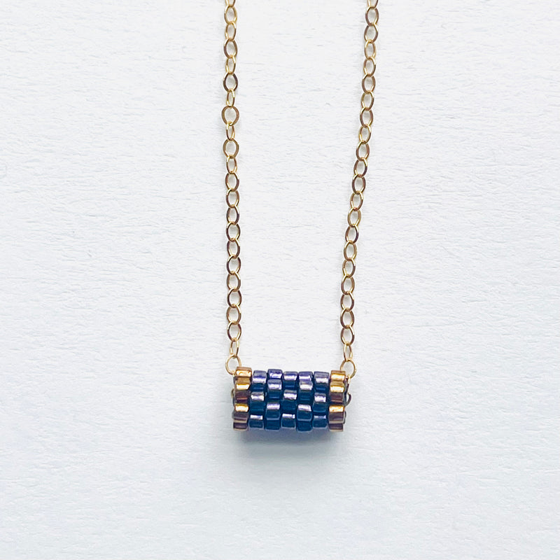 Minimalist Beaded Tube Pendant Necklace