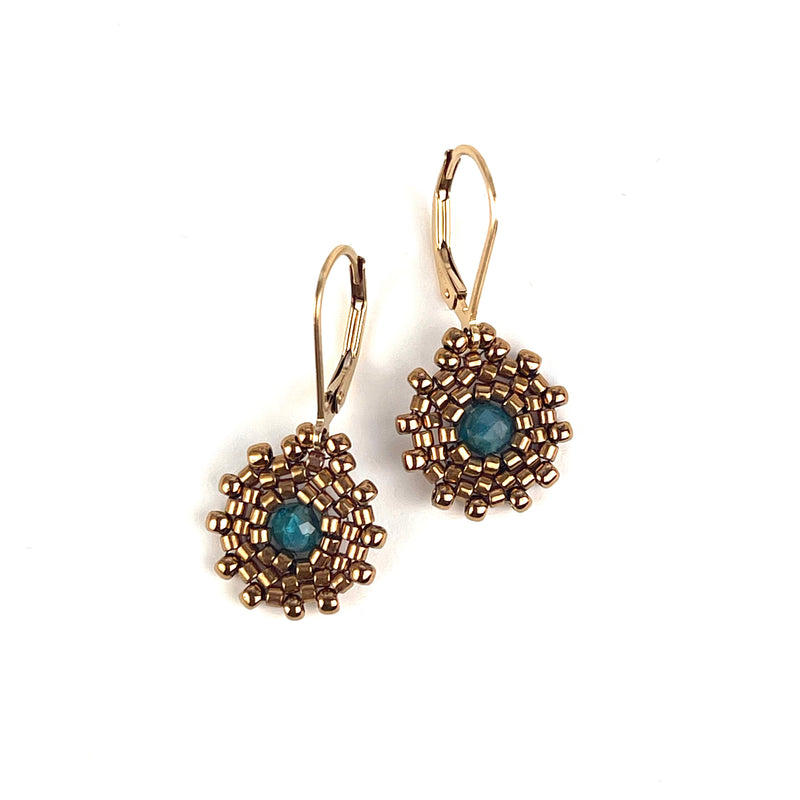 Dainty Disk 1 Drop Apatite Earrings