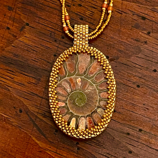 Ammonite with Sunstone Statement Necklace