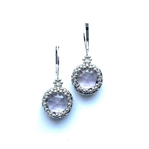 Dainty Round Light Amethyst Earrings