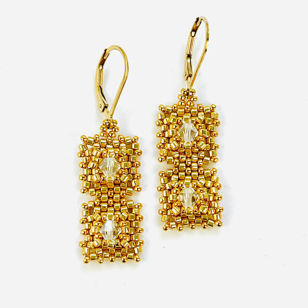 Double Square Crystal Deco Earrings