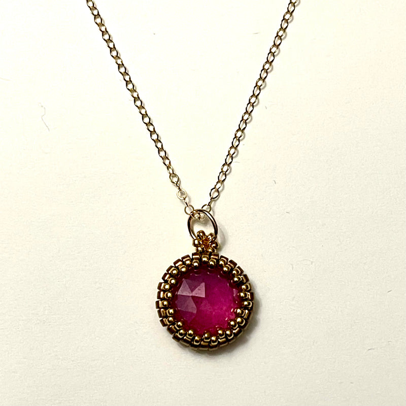 Ruby Sapphire Round Pendant