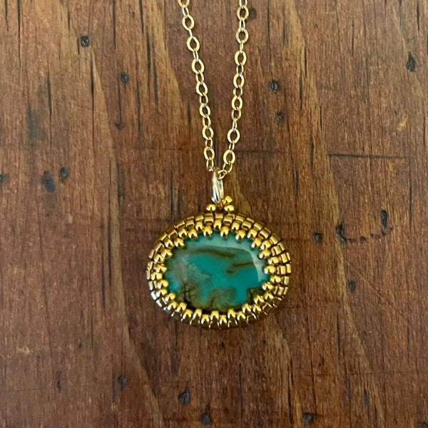 Scenic Oval Turquoise Pendant - One of a Kind