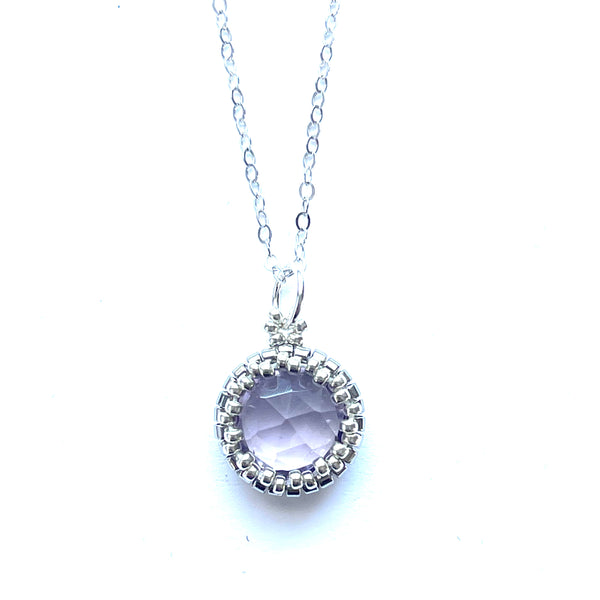 Dainty Round Light Amethyst Pendant