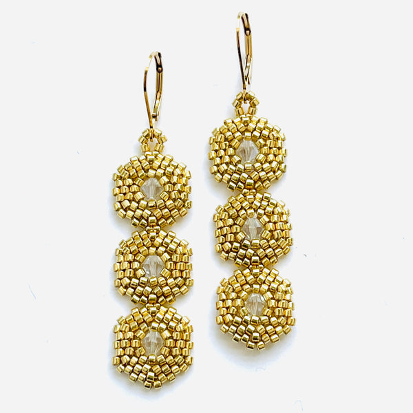 Hexagon 3 Drop Earrings