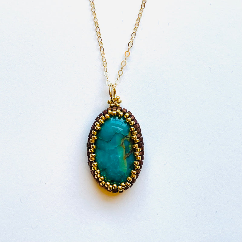 Deep Aqua Turquoise Pendant - One of a Kind