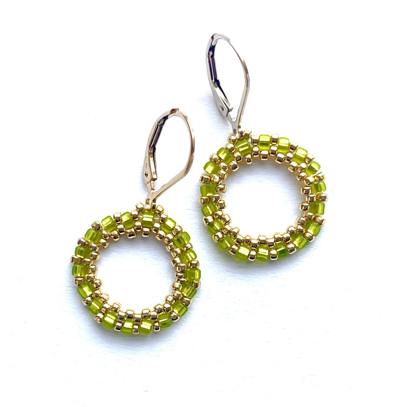 Lime Open Circle Earrings