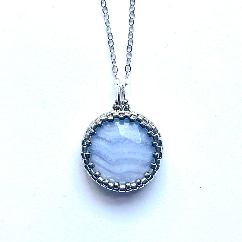 Blue Lace Agate Pendant Necklace