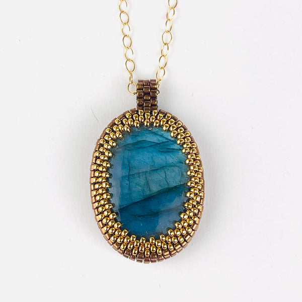 Oval Labradorite Pendant Necklace - OOAK
