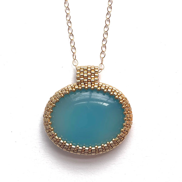 Chalcedony Oval Statement Pendant
