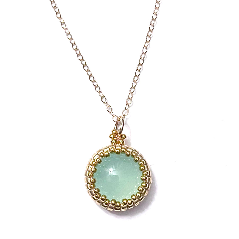 Dainty Light Aqua Chalcedony Pendant