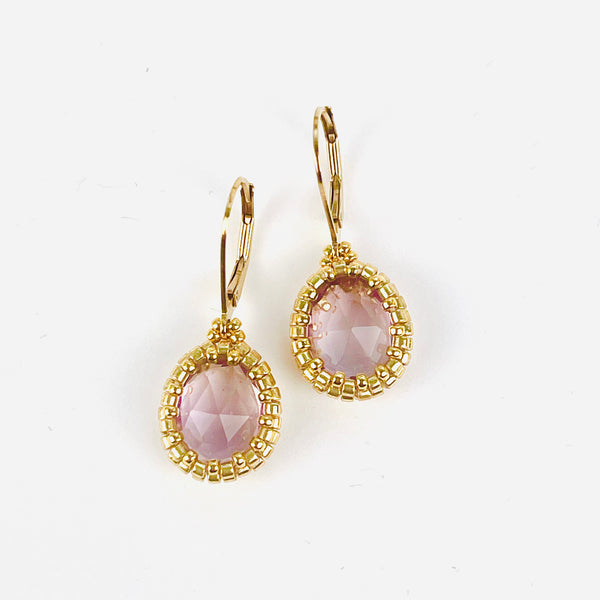 Dainty Light Amethyst Oval Earrings