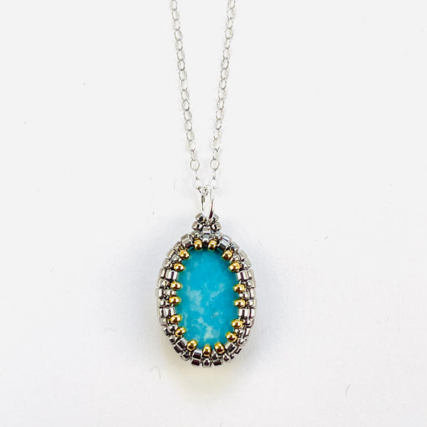 Two-tone Oval Turquoise Pendant