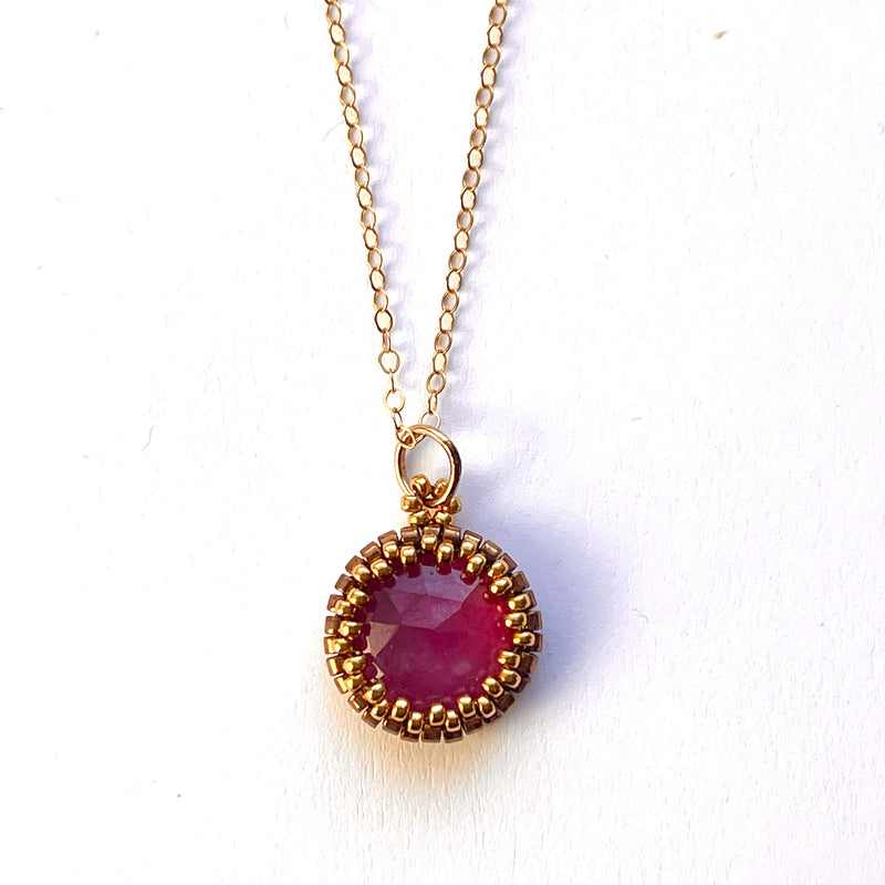 Ruby Sapphire Round Pendant