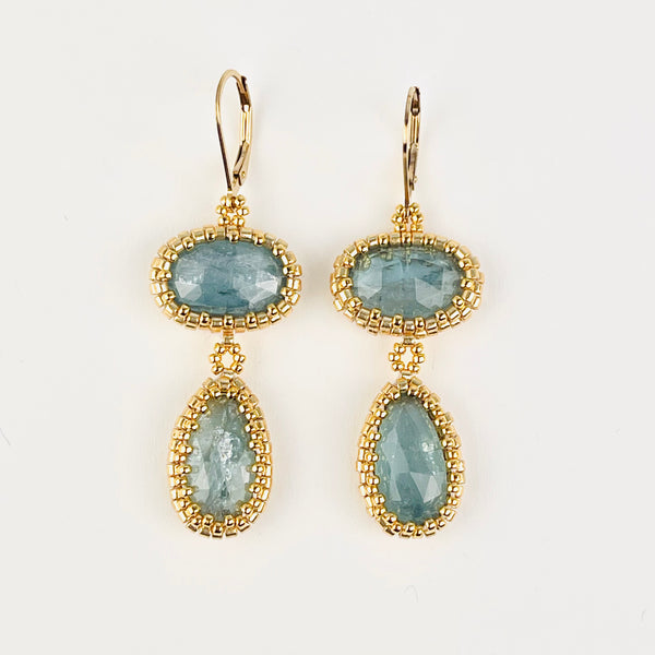 New! Aqua Kyanite One of a Kind Statement Earrings