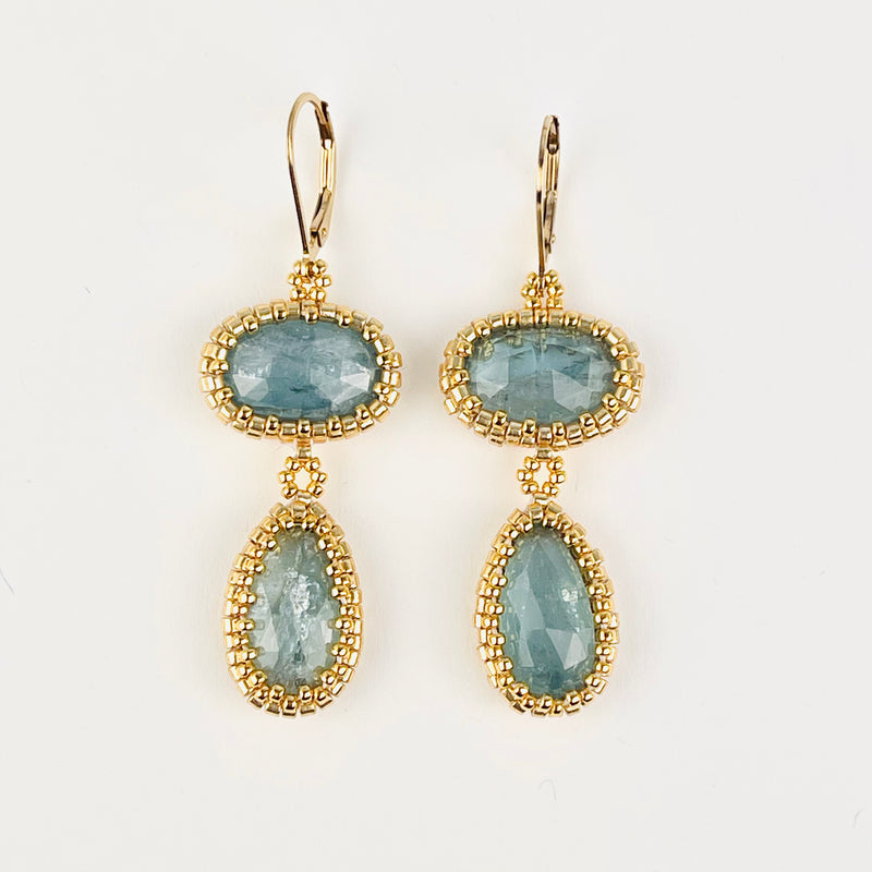 New! Aqua Kyanite One of a Kind Statement Earrings