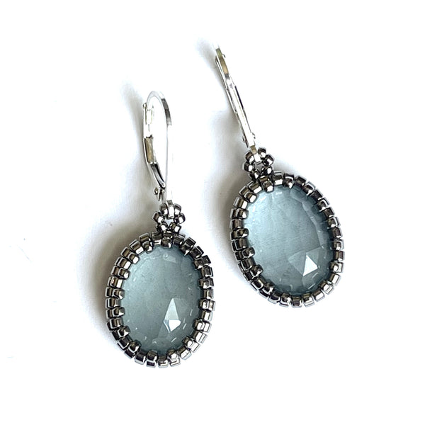 Facetted Oval Aquamarine Earrings