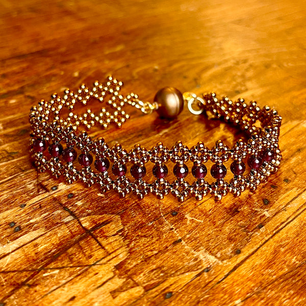 Garnet Bracelet- Bronze, Gold or Silver