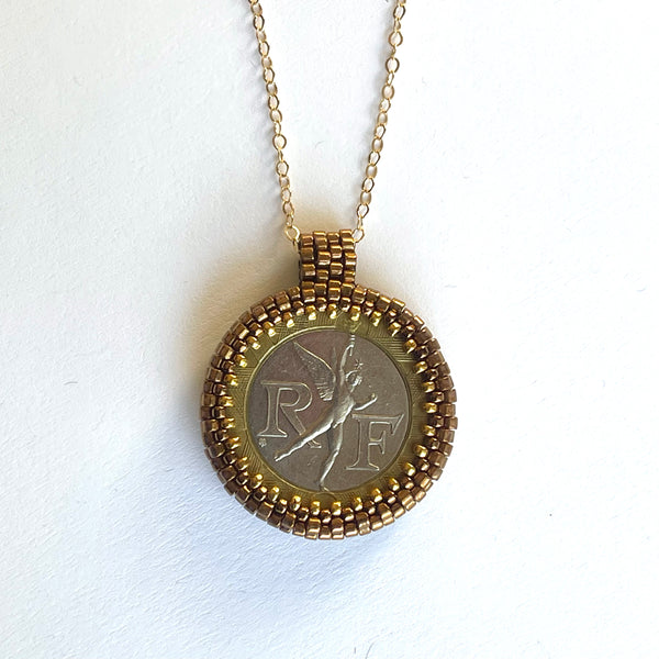 Upcycled 10 Franc Coin Pendant