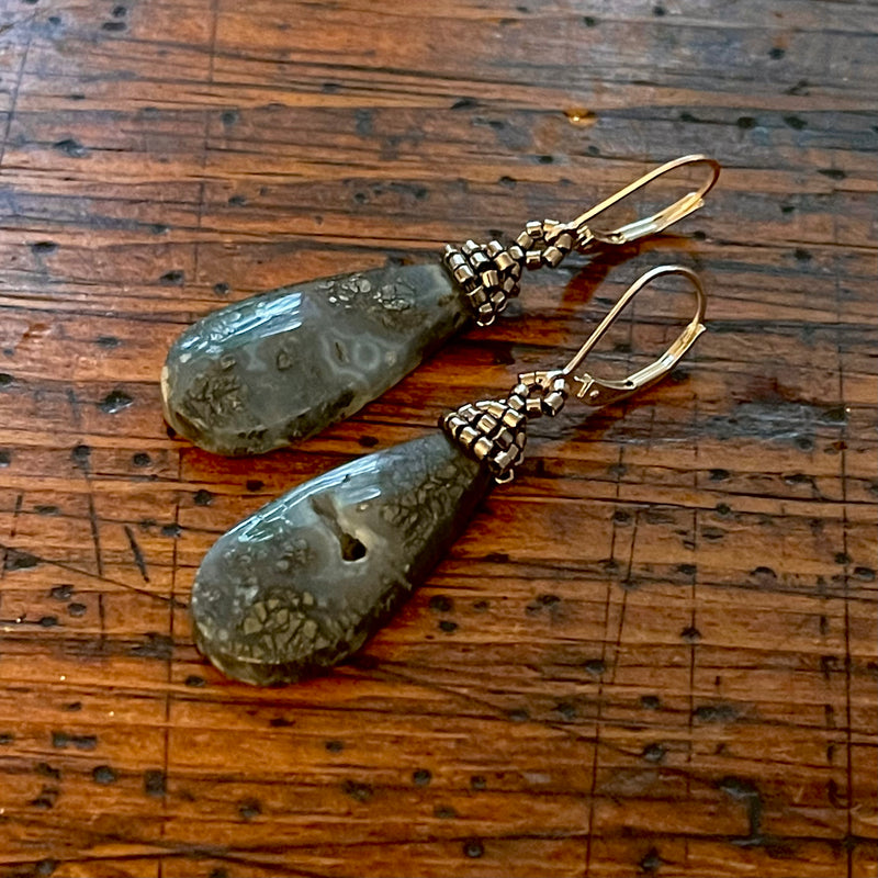 Marcasite Natural Stone Earrings