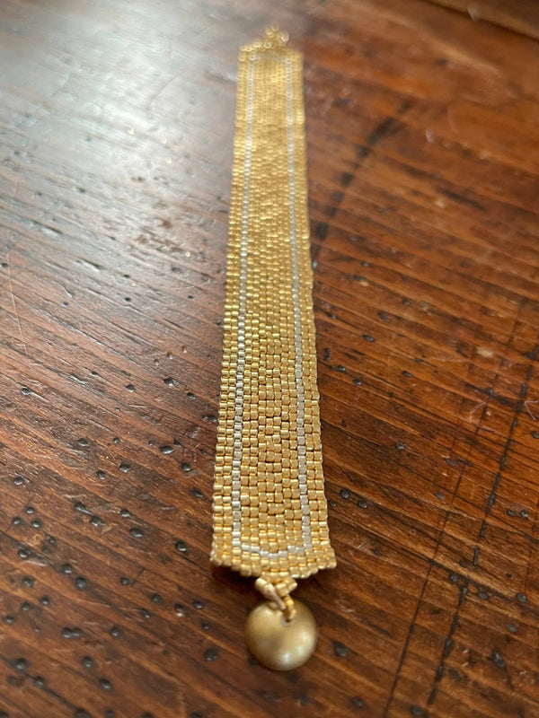 Gold Bracelet w Silver Stripes